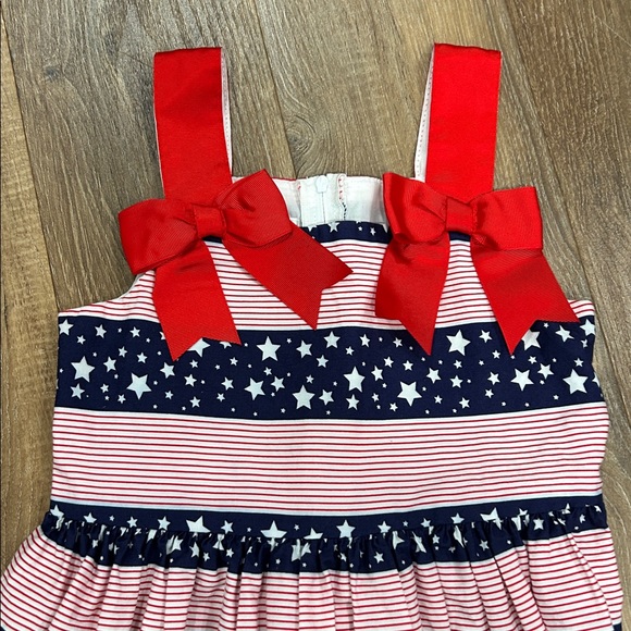 Bonnie Jean Red, White, & Blue Stars & Stripes 4th of July Dress size 6X zip up - Picture 2 of 10